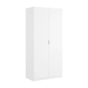 Deder Kledingkast, Kledinghanger voor slaapkamer, Kledingkast met 2 draaideuren, 81x52h184 cm, Wit