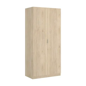 Deder kledingkast, Kledinghanger voor slaapkamer, Kledingkast met 2 draaideuren, 81x52h184 cm, Eiken
