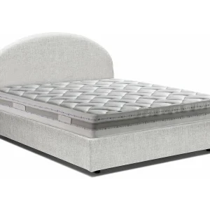 Dbonett tweepersoonsbed, Opbergbed met stoffen bekleding, 100% Made in Italy, Opening aan de voorkant, inclusief matras 160×190 cm, Wit