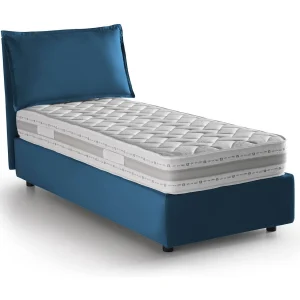 Dloset eenpersoonsbed, Opbergbed met stoffen bekleding, 100% Made in Italy, Opening aan de voorkant, inclusief matras van 90×190 cm, Blauw Dloset eenpersoonsbed, Opbergbed met stoffen bekleding, 100% Made in Italy, Opening aan de voorkant, inclusief matras van 90×190 cm, Blauw