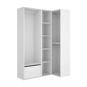 Dbhati grote kledingkast, Slaapkamermeubel, Inloopkast, Kledingkast, 145×85 h205 cm, Wit en Eiken