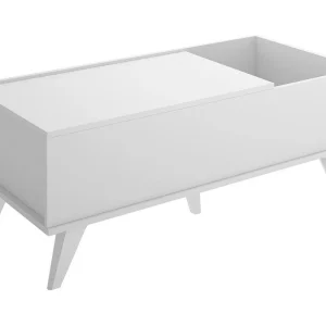 Dknap salontafel, Lage salontafel, Tijdschriftenrek voor bank, Woonkamerplank, 99×60 h41 cm, Wit Dknap salontafel, Lage salontafel, Tijdschriftenrek voor bank, Woonkamerplank, 99×60 h41 cm, Wit