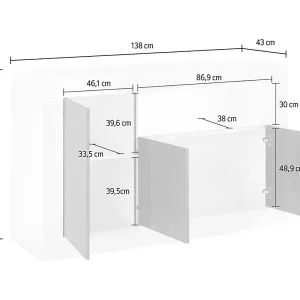 Diguodal Dressoir, Woonkamerbuffet, Woonkamerdressoir, Keukenkast, Made in Italy, 138×42 h86 cm, Leisteen en cement Diguodal Dressoir, Woonkamerbuffet, Woonkamerdressoir, Keukenkast, Made in Italy, 138×42 h86 cm, Leisteen en cement