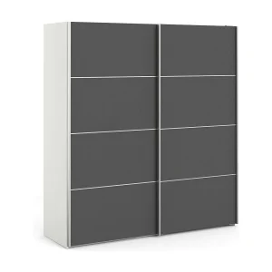 Cassano 2-deurskast, Slaapkamermeubel, Inloopkast, Kledingkast, 182×64 h202 cm, Wit en Grijs