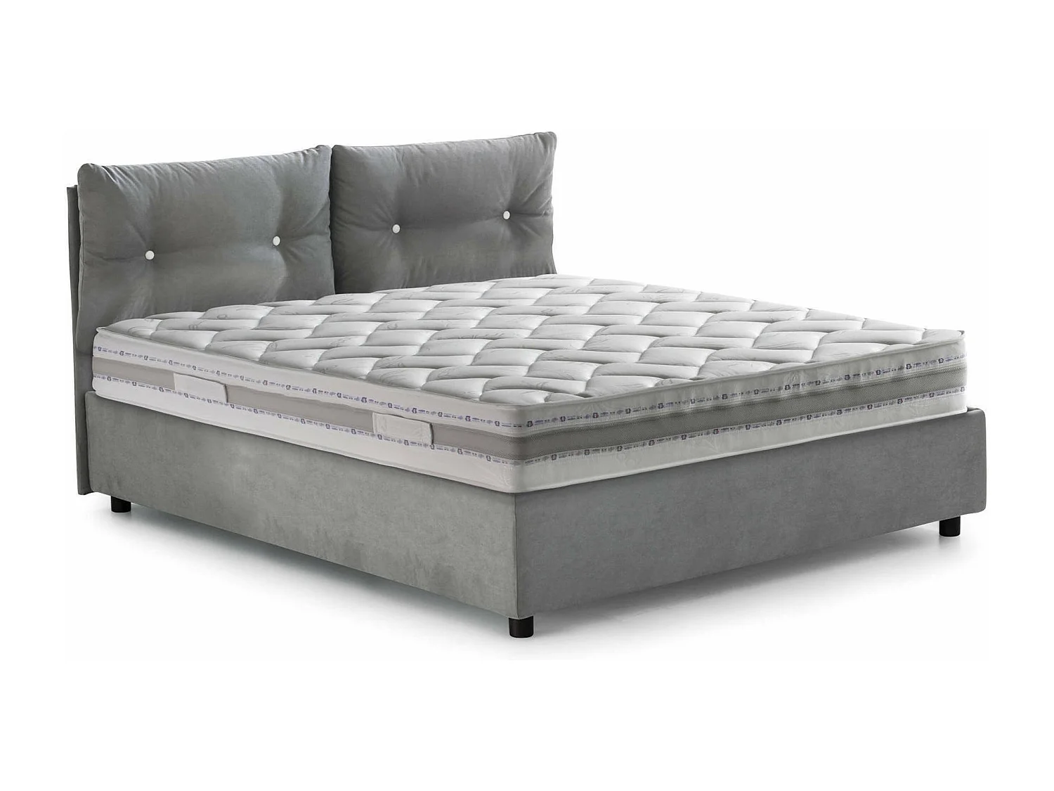 Dlucide tweepersoonsbed, Opbergbed met stoffen bekleding, 100% Made in Italy, Opening aan de voorkant, inclusief matras van 160x200 cm, Grijs