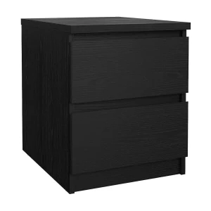 Daiki nachtkastje, Lage ladekast, Nachtkastje, Bedplank, 50×40 h50 cm, Zwart
