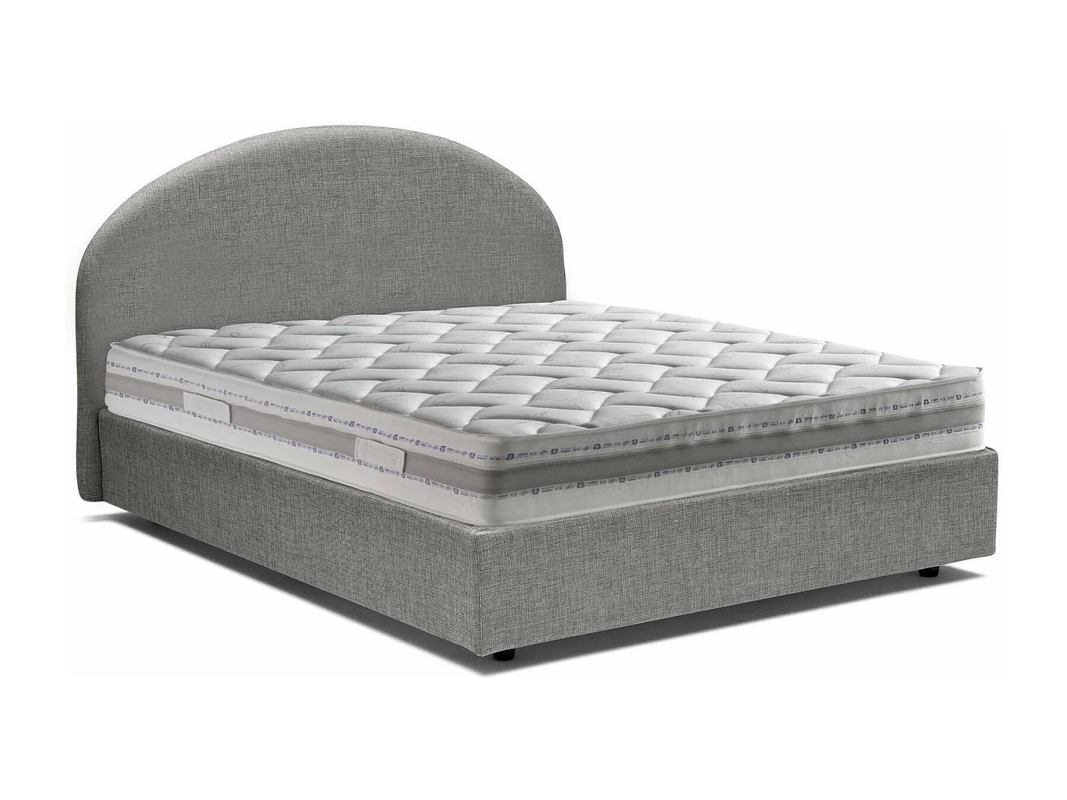 Dadamol tweepersoonsbed, Opbergbed met stoffen bekleding, 100% Made in Italy, Opening aan de voorkant, inclusief matras van 160x200 cm, Grijs