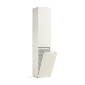 Dasteggian multifunctionele 2-deurskast, 2-deurs waskast, Badkamerkolom met wasmand, 100% Made in Italy, 45x37h195 cm, Wit Dasteggian multifunctionele 2-deurskast, 2-deurs waskast, Badkamerkolom met wasmand, 100% Made in Italy, 45x37h195 cm, Wit