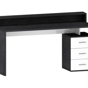Dchiriche Bureau, Bureau met soprBureau, Multifunctioneel Bureau, Multi-Position Space-Saver Bureau, 160x60h90 cm, Wit en Leisteen