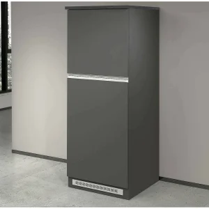 Dcasasol keukenkast, multifunctionele kledingkast, kitchenettekast, multifunctionele koelkasthouder, 100% Made in Italy, 60x60h165 cm, antraciet en leisteen Dcasasol keukenkast, multifunctionele kledingkast, kitchenettekast, multifunctionele koelkasthouder, 100% Made in Italy, 60x60h165 cm, antraciet en leisteen