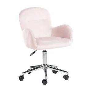 Bureaustoel fluweel roze PRIDDY Bureaustoel fluweel roze PRIDDY