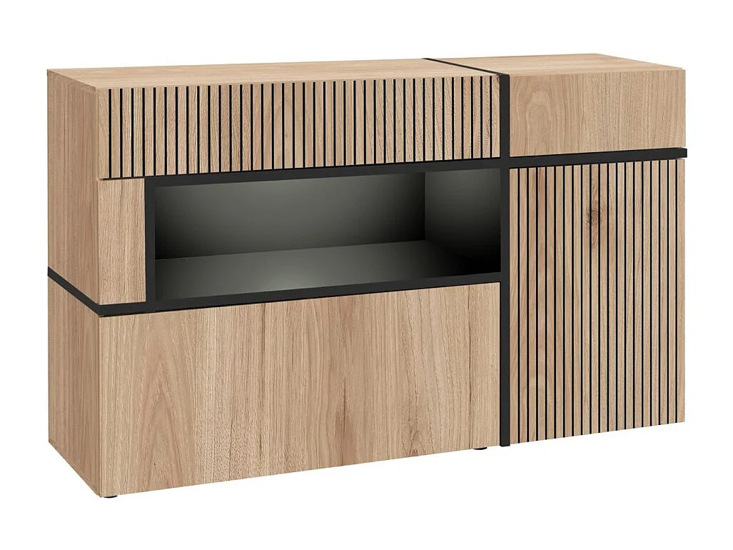 Buffet CRISS – 2 deuren, 2 laden, LED – Licht eiken en zwart