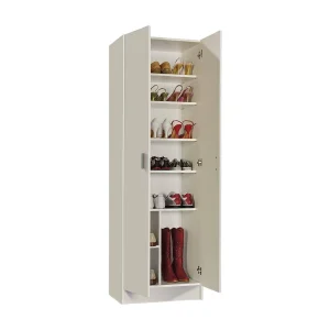 Dmora Multifunctionele Kast 2 Deuren Portsmouth 37×180 cm Wit 6 Planken 2 Deuren, Draaideur Dmora Multifunctionele Kast 2 Deuren Portsmouth 37×180 cm Wit 6 Planken 2 Deuren, Draaideur