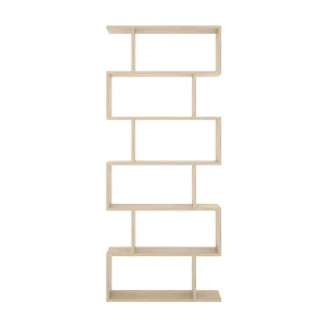 Dmora Boekenrek Misma 25x80x190h cm Bruin 5 Planken Wandmontage, Verticale Bibliotheekstructuur