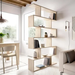 Dfomme boekenkast, Hoge dubbelzijdige boekenkast, Verdeelplank met 5 planken, Moderne kantoorplank, 80x24h192 cm, Eiken Dfomme boekenkast, Hoge dubbelzijdige boekenkast, Verdeelplank met 5 planken, Moderne kantoorplank, 80x24h192 cm, Eiken