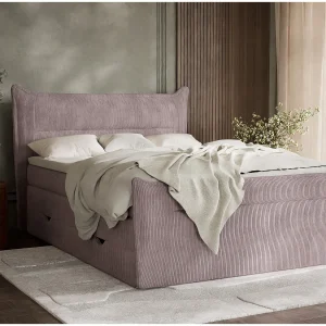 Boxspringbed met hoofdbord + matras + dekmatras – 140×200 cm – paars – PELINO Boxspringbed met hoofdbord + matras + dekmatras – 140×200 cm – paars – PELINO