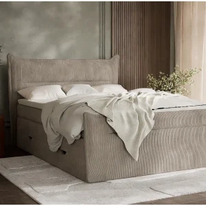 Boxspringbed met hoofdbord + matras + dekmatras – 160×200 cm – beige – PELINO Boxspringbed met hoofdbord + matras + dekmatras – 160×200 cm – beige – PELINO