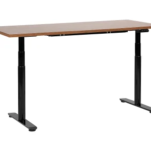 Bureau elektrisch verstelbaar donkerhout/zwart 160 x 72 cm DESTINAS Bureau elektrisch verstelbaar donkerhout/zwart 160 x 72 cm DESTINAS