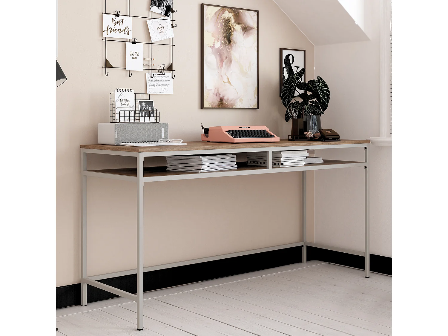 Bradford Computer Desk. TaupeWalnut