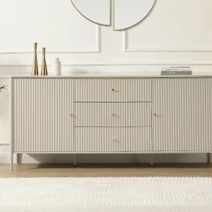 Dressoir 2 deuren en 3 lades in MDF – Beige en goud – CALITARO