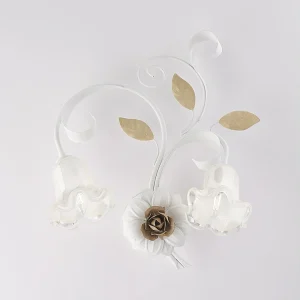Cesto Applique en fer laqué blanc shabby 2 lumières .42 P.20 BL274-AP2-BCO