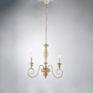 Cascina Lustre en bois et fer blanc et tourterelle 3 lumières 113 d.44 BL265-3-BT Cascina Lustre en bois et fer blanc et tourterelle 3 lumières 113 d.44 BL265-3-BT