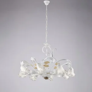 Cesto Lustre Shabby en fer laqué blanc 8 lumières 112 d.85 BL274-8-BCO Cesto Lustre Shabby en fer laqué blanc 8 lumières 112 d.85 BL274-8-BCO