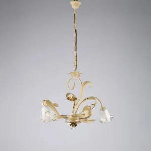 Cesto Lustre en fer laqué décapé ivoire 3 lumières 104 d.59 BL274-3-AV Cesto Lustre en fer laqué décapé ivoire 3 lumières 104 d.59 BL274-3-AV