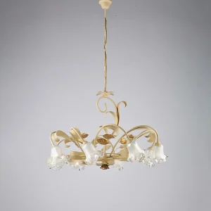 Cesto Lustre en fer laqué décapé ivoire 8 lumières 112 d.85 BL274-8-AV Cesto Lustre en fer laqué décapé ivoire 8 lumières 112 d.85 BL274-8-AV