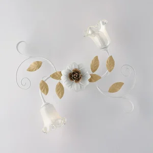 Cesto Plafonnier Shabby en fer laqué blanc 2 lumières H.17 d.52 BL274-PL2-BCO Cesto Plafonnier Shabby en fer laqué blanc 2 lumières H.17 d.52 BL274-PL2-BCO