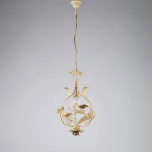 Cesto Lustre en fer laqué décapé ivoire 1 lumière 112 d.33 BL274-1-AV