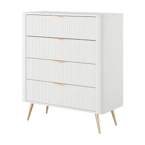 Commode: 4 laden, wit, 88,2 x 38 x 101,2 cm Commode: 4 laden, wit, 88,2 x 38 x 101,2 cm