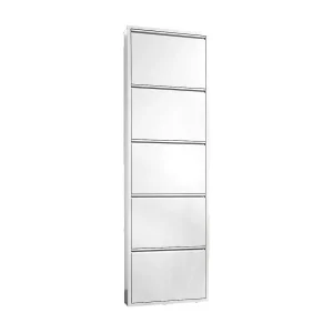 Dandracchi Schoenenrek, Metalen Schoenenkast, Multifunctionele Entreekast, Schoeiselkast, 50x15h172 cm, Wit