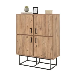 Dfag dressoirG, Woonkamerbuffet, Woonkamer, Keukenkast, 93x36h115 cm, Eiken en Zwart Dfag dressoirG, Woonkamerbuffet, Woonkamer, Keukenkast, 93x36h115 cm, Eiken en Zwart