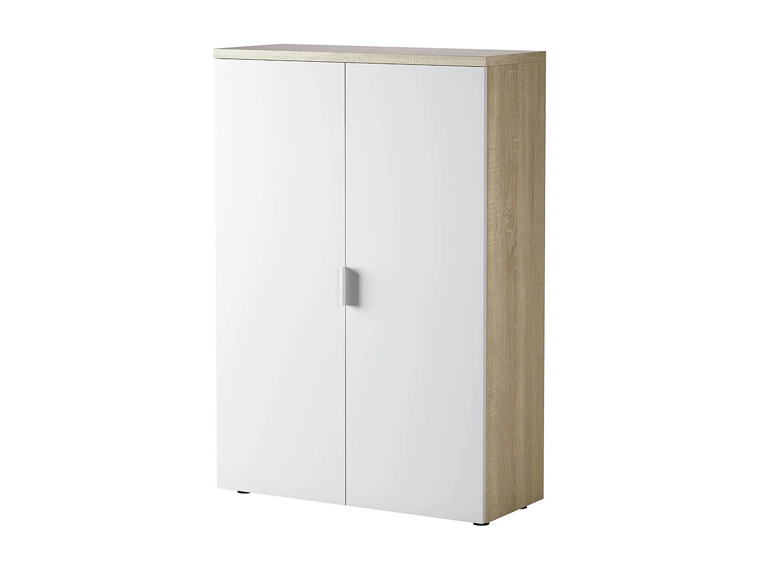 Dlupp multifunctionele kledingkast, Multifunctionele kast met 2 deuren, Schoenenkast met 3 planken, Modern schoenenrek, 80x33h119 cm, Eiken en Wit