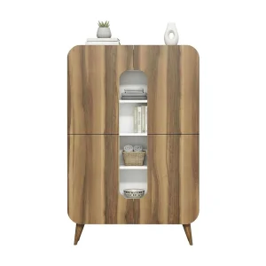 Dgaudenz-kast, woonkamerbuffet, woonkamermadia,Keukenplank, 93x32h144 cm, walnoot en wit Dgaudenz-kast, woonkamerbuffet, woonkamermadia,Keukenplank, 93x32h144 cm, walnoot en wit