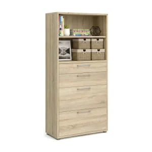 Ciudad dressoir, Woonkamerbuffet, Woonkamerdressoir, Keukenkast, 89×40 h186 cm, Eiken Ciudad dressoir, Woonkamerbuffet, Woonkamerdressoir, Keukenkast, 89×40 h186 cm, Eiken