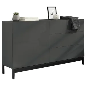 Dmazzi dressoir, Keukendressoir met 1 deur en 3 laden, Woonkamerbuffet, 100% Made in Italy, 110x40h47 cm, Glanzend antraciet Dmazzi dressoir, Keukendressoir met 1 deur en 3 laden, Woonkamerbuffet, 100% Made in Italy, 110x40h47 cm, Glanzend antraciet