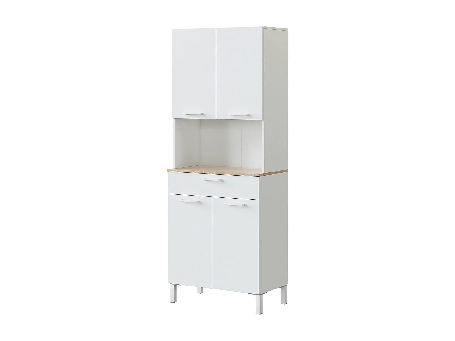 Dmora Dressoir Chandler 40x186h cm Wit 3 Planken, 1 Lade, Deur Openend