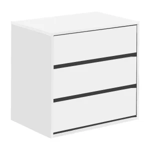 Dkutl ladekast, ladekast met 3 laden, lage ladekast voor garderobe-interieur, moderne ladekast, 60x44h57 cm, Wit