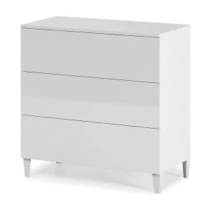 Ddorazi ladekast, ladekast met 3 laden, ladekast voor de slaapkamer, moderne ladekast, 80x40h80 cm, Wit