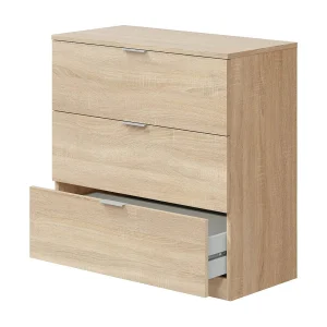 Dobinn ladekast, Slaapkamer ladekast, Ladekast met 3 laden, 77x38h80 cm, Eiken Dobinn ladekast, Slaapkamer ladekast, Ladekast met 3 laden, 77x38h80 cm, Eiken