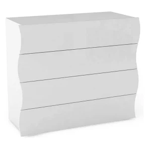 Dhainau ladekast, ladekast met 4 laden, slaapkamerdressoir, 100% Made in Italy, 98x40h82 cm, glanzend wit