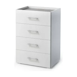 Dacet ladekast, ladekast met 4 laden voor de slaapkamer, multifunctionele kantoor- of studeerkast, 50x41h87 cm, wit en cement