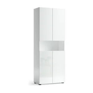 Degharevb grote multifunctionele kledingkast, Multifunctionele kast, Schoenenkast, Schoenenkast, Made in Italy, 68x34h180 cm, Glanzend wit