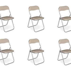 Dmora Marbella Grijze Plooistoel, 6 Stoelen Gevuld, Draaggewicht 80 kg