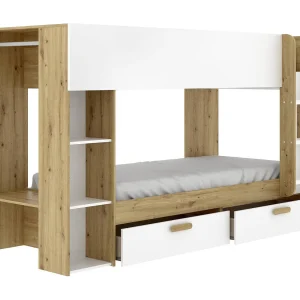 Slaapkamercompositie Keli, 2 lades, 245x110x150h cm wit, omkeerbaar, matrasmaat 190×103 cm Slaapkamercompositie Keli, 2 lades, 245x110x150h cm wit, omkeerbaar, matrasmaat 190×103 cm
