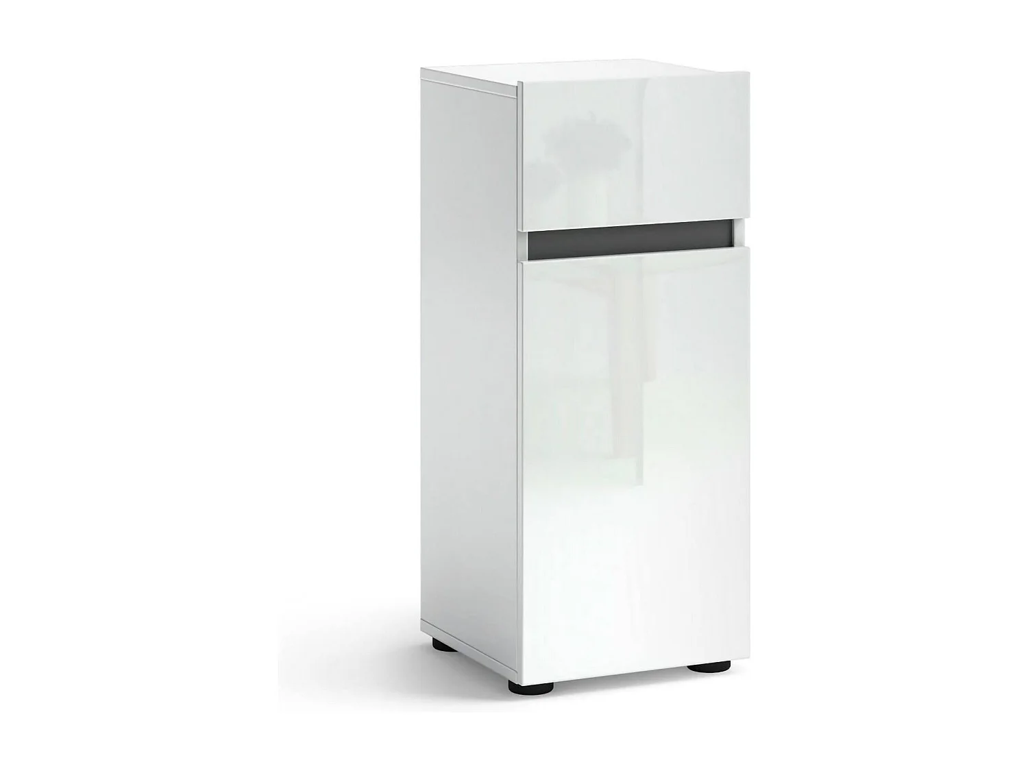 Delazzouz multifunctionele kledingkast 1 deur, Multifunctionele kast, Schoenenkast, Schoenenkast, Made in Italy, 34x34h81 cm, Glanzend wit