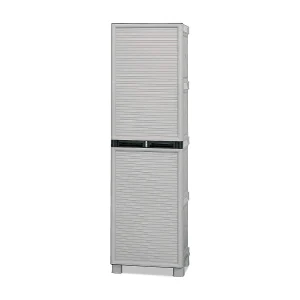 Dberuatt buitenmeubel, 1-deurs buitenmeubel, wasmeubel, 100% Made in Italy, 50x39h172 cm, lichtgrijs en zwart