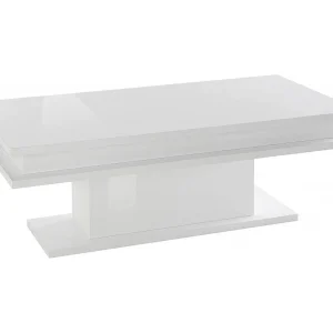 Dgandin salontafel, Lage salontafel, Tijdschriftenrek, 100% Made in Italy, 100x55h42 cm, Glanzend wit